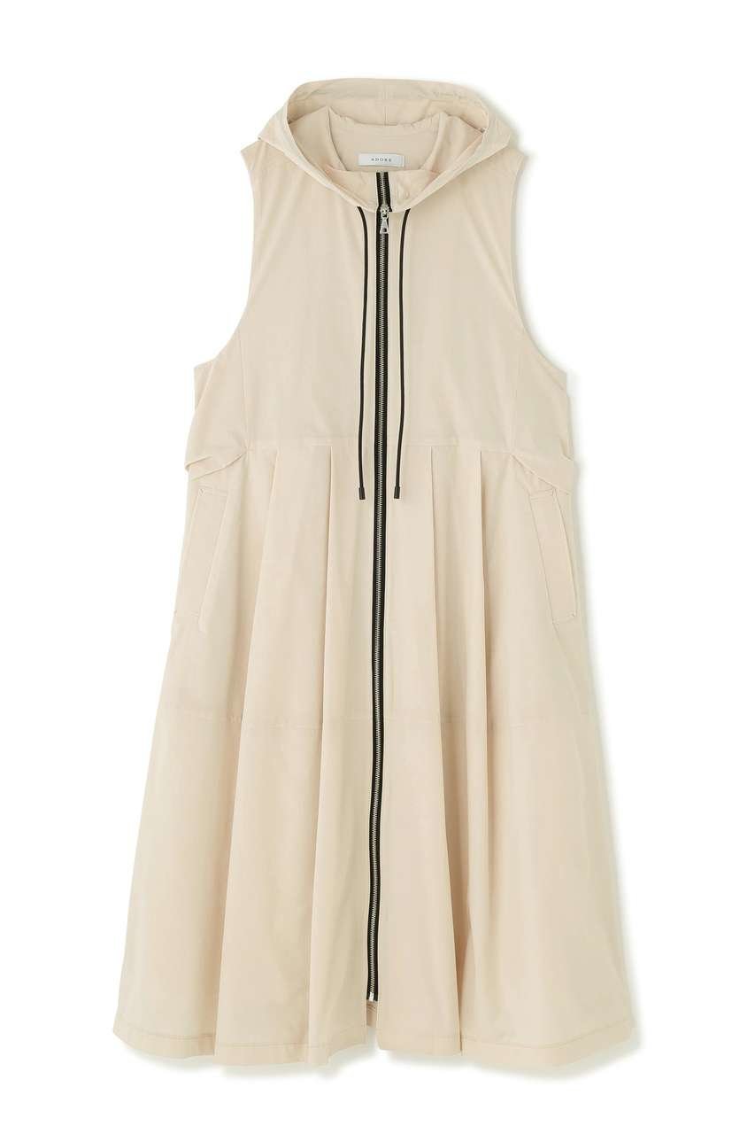 【アドーア/ADORE】のライト2WAYタイプライター インテリア・キッズ・メンズ・レディースファッション・服の通販 founy(ファニー) 　ファッション　Fashion　レディースファッション　Fashion for Women　ワンピース　Dresses　チュニック　Tunic Tops & Dresses　スタンダード　Standard, Basic　タイプライター　Typewriter Fabric, Crisp Cotton　チュニック　Tunic, Long Top　フレア　Flare, Flared　フロント　Front, Front Design　ロング　Long, Long-Length　新作・新入荷　New Arrivals / New In　ベージュ|ID: prp329100004909486 ipo3291000000036776734