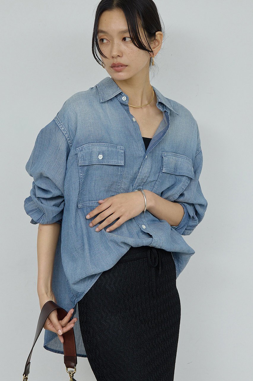 【ガリャルダガランテ/GALLARDAGALANTE】のシアーデニムシャツ 人気、トレンドファッション・服の通販 founy(ファニー) 　ファッション　Fashion　レディースファッション　Fashion for Women　トップス・カットソー　Cut & Sew Tops　シャツ・ブラウス・オフィスカジュアル　Elegant Blouses & Button-Ups　ウォッシュ　Washed Finish　スリーブ　Sleeve, Long Sleeve / Short Sleeve　セットアップ　Set-Up, Coordinated Outfit　ロング　Long, Long-Length　新作・新入荷　New Arrivals / New In　 other-1|ID: prp329100004909490 ipo3291000000036776767