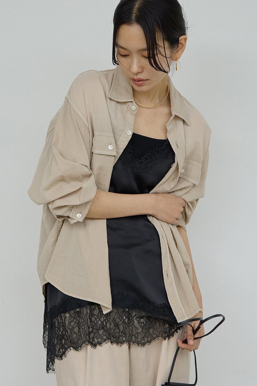 【ガリャルダガランテ/GALLARDAGALANTE】のシアーデニムシャツ インテリア・キッズ・メンズ・レディースファッション・服の通販 founy(ファニー) 　ファッション　Fashion　レディースファッション　Fashion for Women　トップス・カットソー　Cut & Sew Tops　シャツ・ブラウス・オフィスカジュアル　Elegant Blouses & Button-Ups　ウォッシュ　Washed Finish　スリーブ　Sleeve, Long Sleeve / Short Sleeve　セットアップ　Set-Up, Coordinated Outfit　ロング　Long, Long-Length　新作・新入荷　New Arrivals / New In　ベージュ|ID: prp329100004909490 ipo3291000000036776769