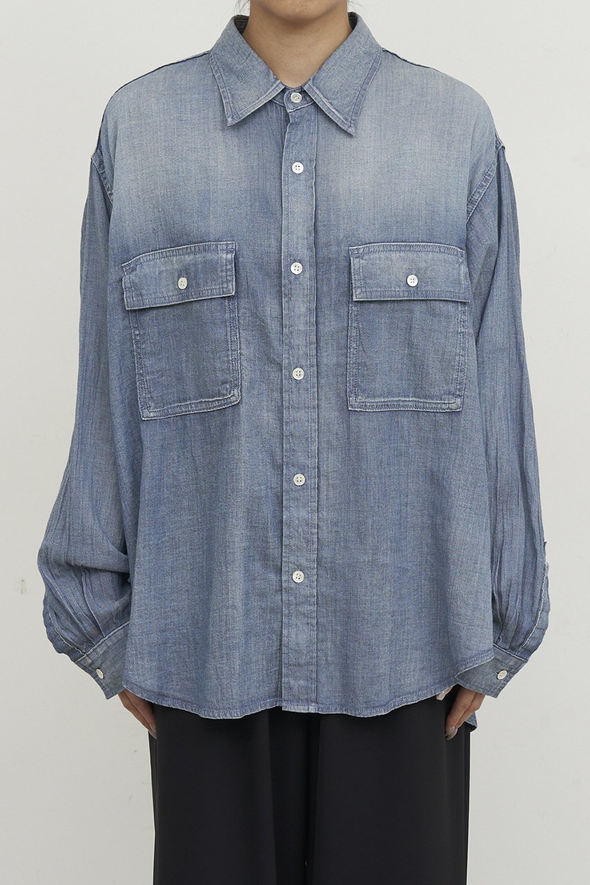 【ガリャルダガランテ/GALLARDAGALANTE】のシアーデニムシャツ 人気、トレンドファッション・服の通販 founy(ファニー) 　ファッション　Fashion　レディースファッション　Fashion for Women　トップス・カットソー　Cut & Sew Tops　シャツ・ブラウス・オフィスカジュアル　Elegant Blouses & Button-Ups　ウォッシュ　Washed Finish　スリーブ　Sleeve, Long Sleeve / Short Sleeve　セットアップ　Set-Up, Coordinated Outfit　ロング　Long, Long-Length　新作・新入荷　New Arrivals / New In　other-8|ID: prp329100004909490 ipo3291000000036776776