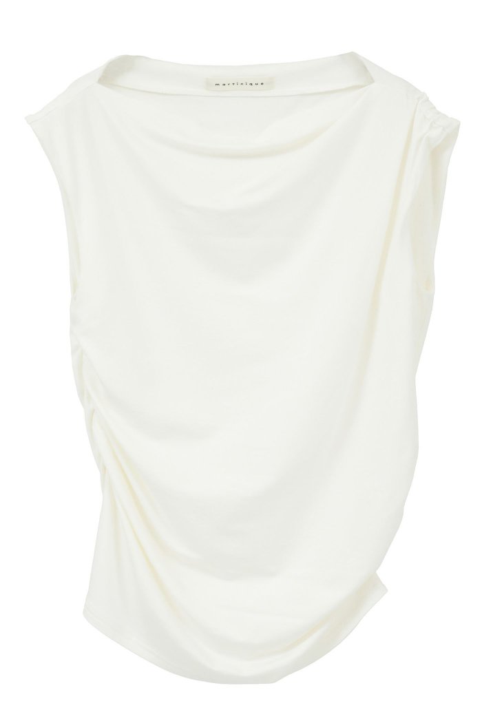 【マルティニーク/martinique】のシャーリングドレープノースリーブ インテリア・キッズ・メンズ・レディースファッション・服の通販 founy(ファニー) https://founy.com/ ファッション Fashion レディースファッション Fashion for Women トップス・カットソー Cut & Sew Tops キャミソール&ノースリーブ Camisoles & Sleeveless Tops シャツ・ブラウス・オフィスカジュアル Elegant Blouses & Button-Ups おすすめ Recommended / Our Picks アシンメトリー Asymmetrical Style シャーリング Shirring, Ruched ショート Short, Short Length スリーブ Sleeve, Long Sleeve / Short Sleeve デニム Denim, Jeans Material トレンド Trend, Trending Now ドレープ Drape, Draping Fabric フェミニン Feminine, Girly エレガント 上品 Elegant 新作・新入荷 New Arrivals / New In |ID: prp329100004909492 ipo3291000000036776787