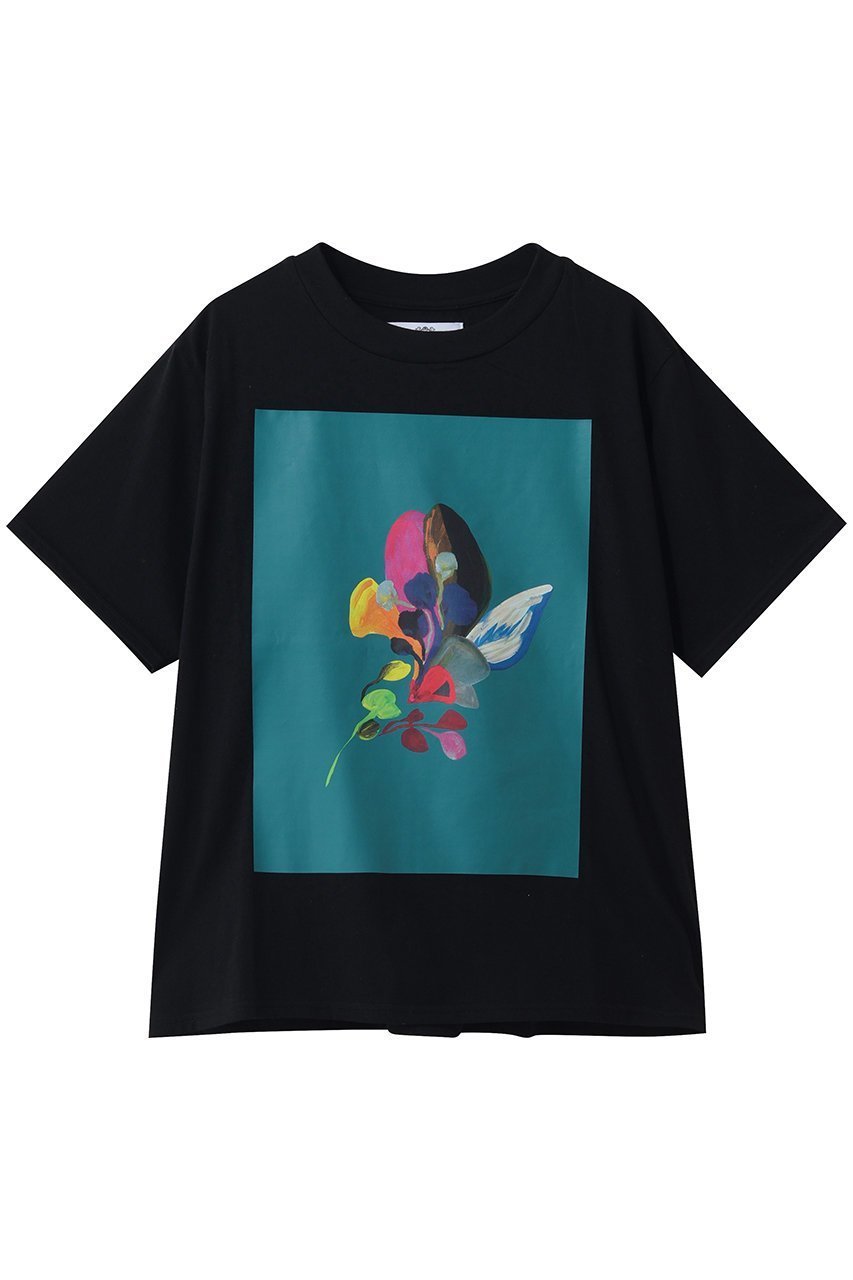 【その他のブランド/Other】のフラワーリーフグラフィックTシャツ インテリア・キッズ・メンズ・レディースファッション・服の通販 founy(ファニー) 　ファッション　Fashion　レディースファッション　Fashion for Women　トップス・カットソー　Cut & Sew Tops　シャツ・ブラウス・オフィスカジュアル　Elegant Blouses & Button-Ups　ロングTシャツ・Tシャツ　Longline T-Shirts & Tees　カットソー・ベーシックTシャツ　Cut-and-Sewn Tops / Stretch Tees & Basics　なめらか　Smooth, Silky Texture　グラフィック　Graphic, Graphic Design　ショート　Short, Short Length　スリーブ　Sleeve, Long Sleeve / Short Sleeve　ハーフ　Half, Half-Length　フラワー　Flower, Floral　プリント　Print, Printed Pattern　モチーフ　Motif, Design Theme　リーフ　Leaf, Botanical Leaf　夏　Summer　新作・新入荷　New Arrivals / New In　春　Spring　S/S・春夏　SS, Spring/Summer, Warm Season　ブラック|ID: prp329100004909501 ipo3291000000036776872