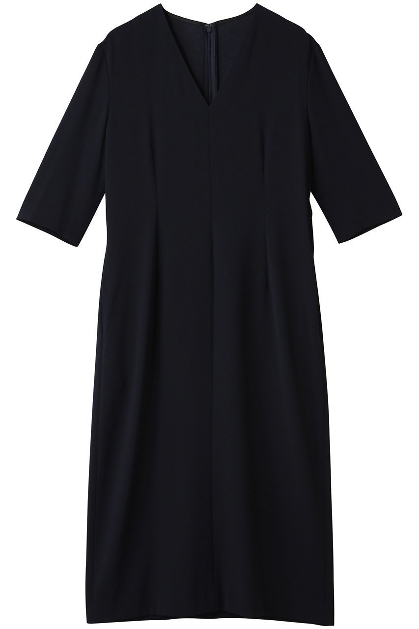 【ベイジ,/BEIGE,】のCINDY(シンディ)/Vネックハーフスリーブワンピース インテリア・キッズ・メンズ・レディースファッション・服の通販 founy(ファニー) 　ファッション　Fashion　レディースファッション　Fashion for Women　ワンピース　Dresses　チュニック　Tunic Tops & Dresses　オケージョン　Occasion Wear　シェイプ　Shape, Slim Fit　ジャケット　Jacket, Outerwear　セレモニー　Ceremony　チュニック　Tunic, Long Top　ロング　Long, Long-Length　Navy x Black|ID: prp329100004909520 ipo3291000000036777229