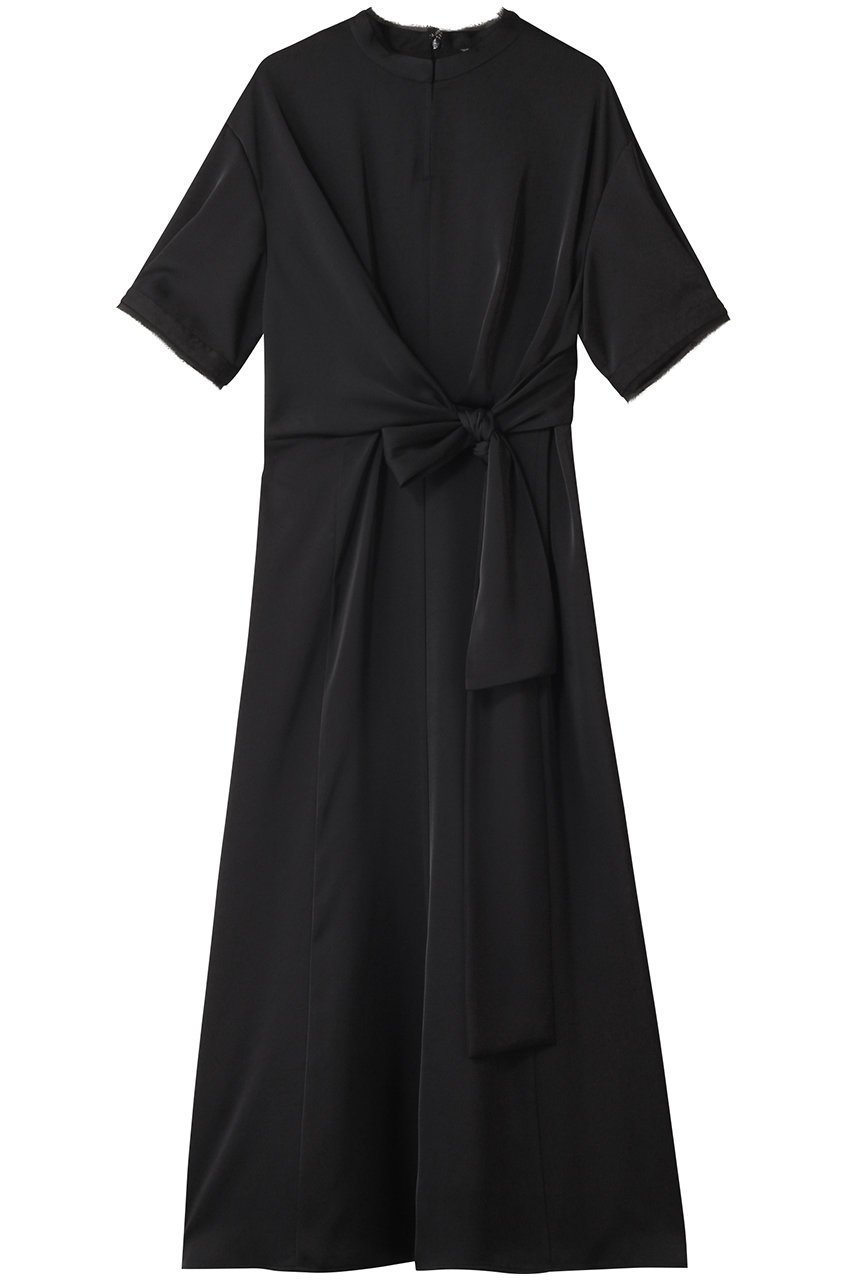 【クラネ/CLANE】のSTAND COLLAR WAIST TIE ONEPIECE/ワンピース インテリア・キッズ・メンズ・レディースファッション・服の通販 founy(ファニー) 　ファッション　Fashion　レディースファッション　Fashion for Women　ワンピース　Dresses　チュニック　Tunic Tops & Dresses　スタンド　Stand Collar, Upright Stand　スリーブ　Sleeve, Long Sleeve / Short Sleeve　チュニック　Tunic, Long Top　マーブル　Marble, Marble Pattern　ロング　Long, Long-Length　BLACK|ID: prp329100004909521 ipo3291000000036777288