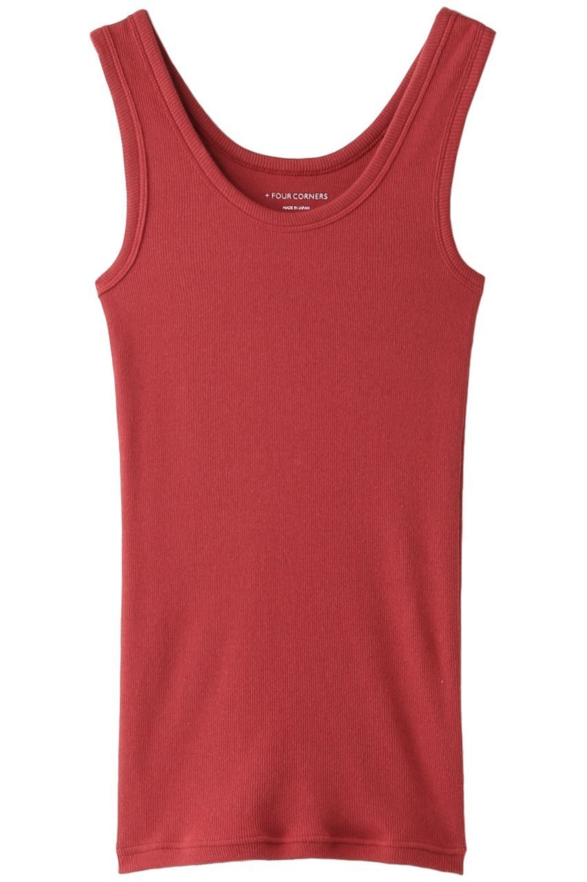 【フォーコーナーズ/+FOUR CORNERS】のテレコタンクトップ インテリア・キッズ・メンズ・レディースファッション・服の通販 founy(ファニー) 　ファッション　Fashion　レディースファッション　Fashion for Women　トップス・カットソー　Cut & Sew Tops　キャミソール&ノースリーブ　Camisoles & Sleeveless Tops　シャツ・ブラウス・オフィスカジュアル　Elegant Blouses & Button-Ups　ロングTシャツ・Tシャツ　Longline T-Shirts & Tees　カットソー・ベーシックTシャツ　Cut-and-Sewn Tops / Stretch Tees & Basics　おすすめ　Recommended / Our Picks　アクセサリー　Fashion Accessories　インナー　Innerwear　キャミソール　Camisole, Spaghetti Strap Top　シンプル　Simple, Minimal　スリム　Slim, Slim Fit　タンク　Tank Top, Sleeveless Top　テレコ　Ribbed, Rib Stitch　フィット　Fit, Slim Fit　ベーシック　Basic, Essential　エンジ|ID: prp329100004909530 ipo3291000000036777388