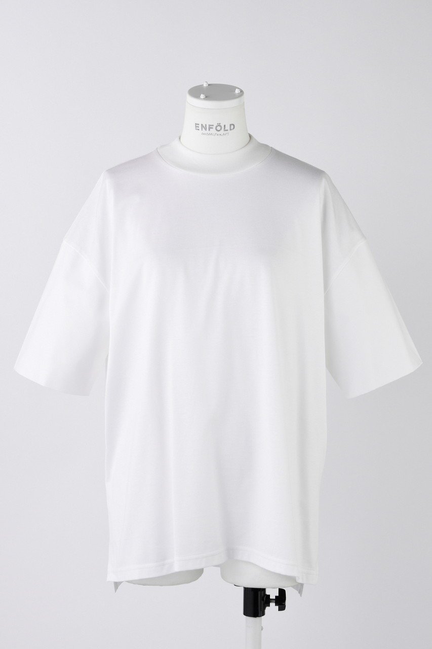 【エンフォルド/ENFOLD】のライトシルケット天竺 ハイネックシャツスリーブ Tシャツ インテリア・キッズ・メンズ・レディースファッション・服の通販 founy(ファニー) 　ファッション　Fashion　レディースファッション　Fashion for Women　トップス・カットソー　Cut & Sew Tops　シャツ・ブラウス・オフィスカジュアル　Elegant Blouses & Button-Ups　ロングTシャツ・Tシャツ　Longline T-Shirts & Tees　カットソー・ベーシックTシャツ　Cut-and-Sewn Tops / Stretch Tees & Basics　エレガント 上品　Elegant　ショート　Short, Short Length　シルケット　Silket, Silky Cotton　シンプル　Simple, Minimal　スリーブ　Sleeve, Long Sleeve / Short Sleeve　ハイネック　High Neck, Mock Neck　ルーズ　Loose, Oversized　ホワイト|ID: prp329100004909548 ipo3291000000036777551