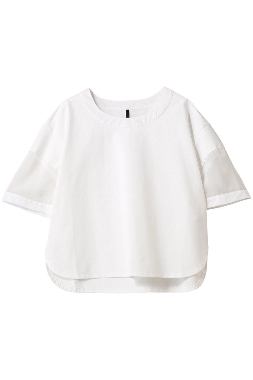 【ピアッカセッテ/ph7+】のドッキングビッグプルオーバー インテリア・キッズ・メンズ・レディースファッション・服の通販 founy(ファニー) 　ファッション　Fashion　レディースファッション　Fashion for Women　トップス・カットソー　Cut & Sew Tops　シャツ・ブラウス・オフィスカジュアル　Elegant Blouses & Button-Ups　ロングTシャツ・Tシャツ　Longline T-Shirts & Tees　カジュアルプルオーバー・ニットトップス　Pullovers & Knit Tops / Casual Pullovers　カットソー・ベーシックTシャツ　Cut-and-Sewn Tops / Stretch Tees & Basics　シアー　Sheer, See-Through　ショート　Short, Short Length　スリーブ　Sleeve, Long Sleeve / Short Sleeve　ドッキング　Docking, Mixed Material　ハーフ　Half, Half-Length　ボックス　Boxy, Box Shape　エレガント 上品　Elegant　定番　Standard, Basic Item　ホワイト|ID: prp329100004909558 ipo3291000000036777625