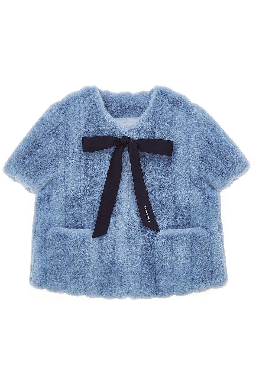 【レモンプレット/Lemonplet】のFAUX FUR HALF SLEEVED JACKET インテリア・キッズ・メンズ・レディースファッション・服の通販 founy(ファニー) 　ファッション　Fashion　レディースファッション　Fashion for Women　アウター　Coat / Outerwear Collection　レディースジャケット・軽アウター　Jackets　ショート　Short, Short Length　シンプル　Simple, Minimal　ジャケット　Jacket, Outerwear　スカーフ　Scarf, Neckwear　フェイクファー　Faux Fur, Imitation Fur　ポケット　Pocket, Pocket Detail　リボン　Ribbon, Bow　ループ　Loop, Loop Knit　ASHLEY BLUE|ID: prp329100004909639 ipo3291000000036778604