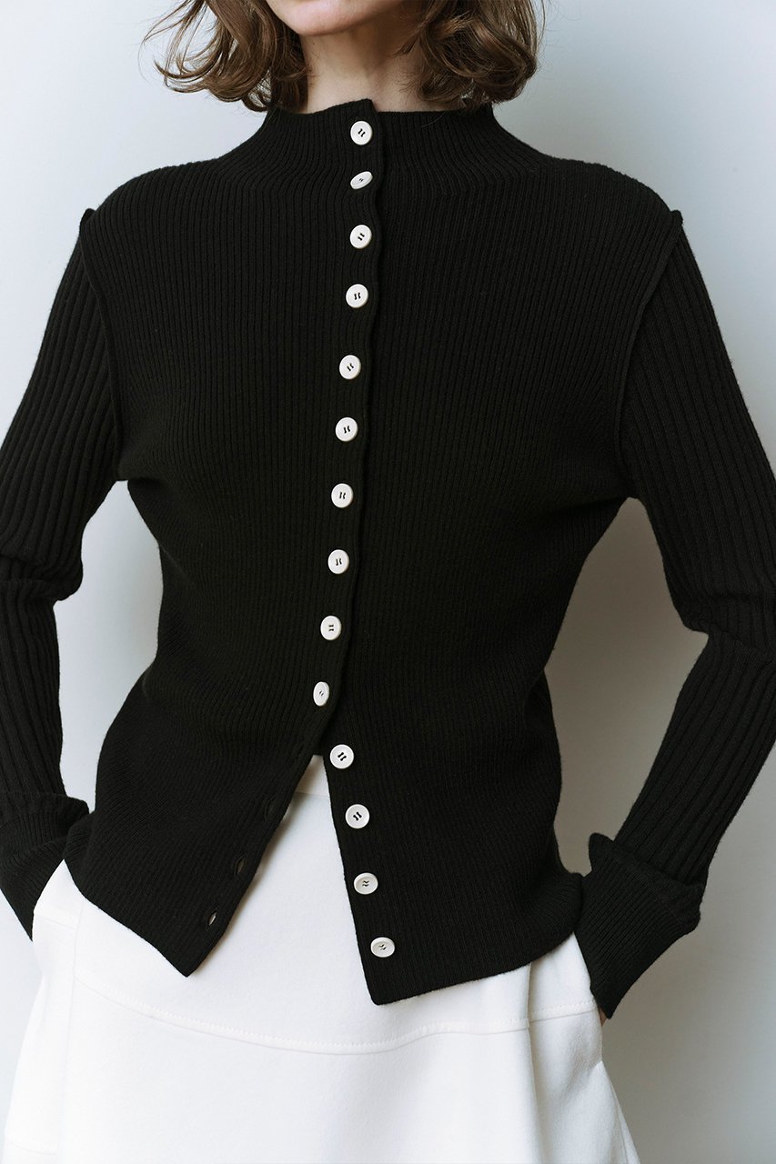【マルティニーク/martinique】のウールリブスタンドカーディガン インテリア・キッズ・メンズ・レディースファッション・服の通販 founy(ファニー) 　ファッション　Fashion　レディースファッション　Fashion for Women　トップス・カットソー　Cut & Sew Tops　ニット　Knit Tops & Sweaters　カーディガン・羽織り　Layered Style Cardigans　おすすめ　Recommended / Our Picks　インナー　Innerwear　カーディガン　Cardigan, Knitwear　トレンド　Trend, Trending Now　ハイネック　High Neck, Mock Neck　バランス　Balance, Style Balance　羽織　Haori, Light Jacket　ブラック|ID: prp329100004909652 ipo3291000000036778804