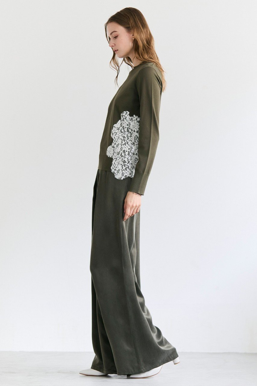 【ベイジ,/BEIGE,】のWILLOW / アシンメトリーレースクルーネックニット/ 人気、トレンドファッション・服の通販 founy(ファニー) 　ファッション　Fashion　レディースファッション　Fashion for Women　トップス・カットソー　Cut & Sew Tops　ニット　Knit Tops & Sweaters　カジュアルプルオーバー・ニットトップス　Pullovers & Knit Tops / Casual Pullovers　カッティング　Cutting Detail　ストレッチ　Stretch, Stretchy Fabric　レース　Lace, Lace Fabric　エレガント 上品　Elegant　定番　Standard, Basic Item　other-7|ID: prp329100004909660 ipo3291000000036778906