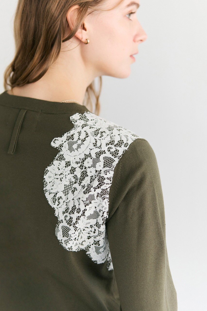 【ベイジ,/BEIGE,】のWILLOW / アシンメトリーレースクルーネックニット/ 人気、トレンドファッション・服の通販 founy(ファニー) 　ファッション　Fashion　レディースファッション　Fashion for Women　トップス・カットソー　Cut & Sew Tops　ニット　Knit Tops & Sweaters　カジュアルプルオーバー・ニットトップス　Pullovers & Knit Tops / Casual Pullovers　カッティング　Cutting Detail　ストレッチ　Stretch, Stretchy Fabric　レース　Lace, Lace Fabric　エレガント 上品　Elegant　定番　Standard, Basic Item　other-8|ID: prp329100004909660 ipo3291000000036778907