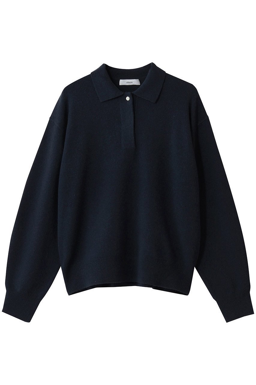 【エブール/ebure】のハイゲージカシミア ポロカラーニットプルオーバー インテリア・キッズ・メンズ・レディースファッション・服の通販 founy(ファニー) ファッション Fashion レディースファッション Fashion for Women トップス・カットソー Cut & Sew Tops ニット Knit Tops & Sweaters カジュアルプルオーバー・ニットトップス Pullovers & Knit Tops / Casual Pullovers シンプル Simple, Minimal ストレッチ Stretch, Stretchy Fabric フォルム Silhouette, Form ネイビー|ID: prp329100004909665 ipo3291000000036778942