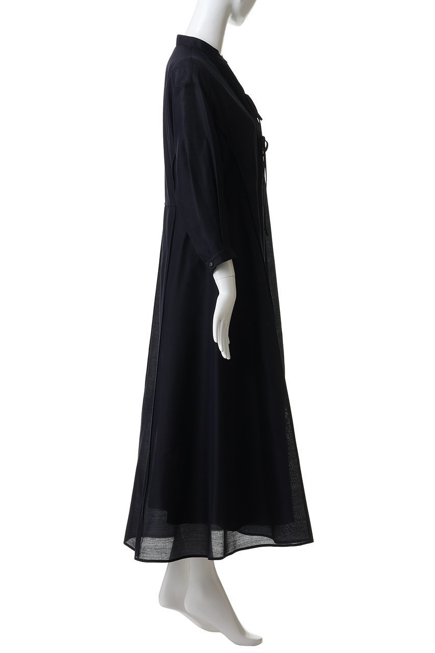 【エブール/ebure】のライトウールシルク バンドカラーワンピース 人気、トレンドファッション・服の通販 founy(ファニー) 　ファッション　Fashion　レディースファッション　Fashion for Women　ワンピース　Dresses　チュニック　Tunic Tops & Dresses　シルク　Silk, 100% Silk　ダブル　Double, Double-Breasted　チュニック　Tunic, Long Top　フロント　Front, Front Design　リボン　Ribbon, Bow　エレガント 上品　Elegant　other-3|ID: prp329100004909666 ipo3291000000036778971