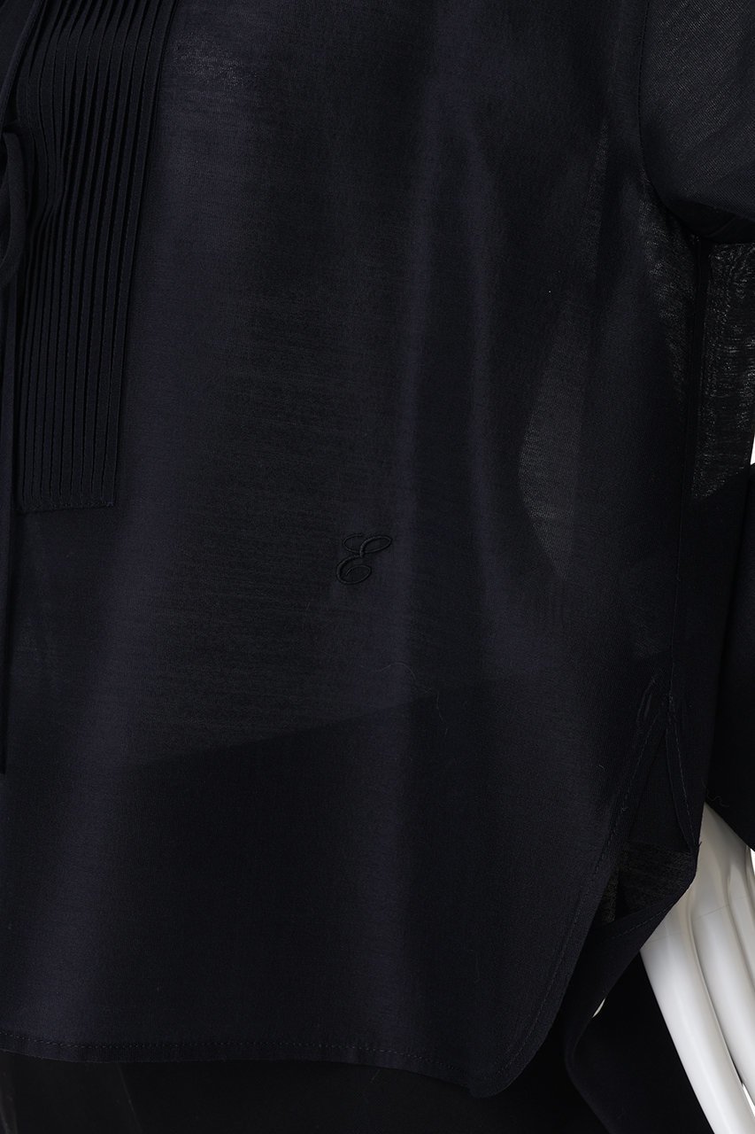 【エブール/ebure】のライトウールシルク バンドカラーブラウス 人気、トレンドファッション・服の通販 founy(ファニー) 　ファッション　Fashion　レディースファッション　Fashion for Women　トップス・カットソー　Cut & Sew Tops　シャツ・ブラウス・オフィスカジュアル　Elegant Blouses & Button-Ups　おすすめ　Recommended / Our Picks　インナー　Innerwear　シルク　Silk, 100% Silk　シルケット　Silket, Silky Cotton　ジャケット　Jacket, Outerwear　スリーブ　Sleeve, Long Sleeve / Short Sleeve　タートル　Turtleneck, Turtle Collar　ダブル　Double, Double-Breasted　フロント　Front, Front Design　リボン　Ribbon, Bow　ロング　Long, Long-Length　other-6|ID: prp329100004909667 ipo3291000000036778981