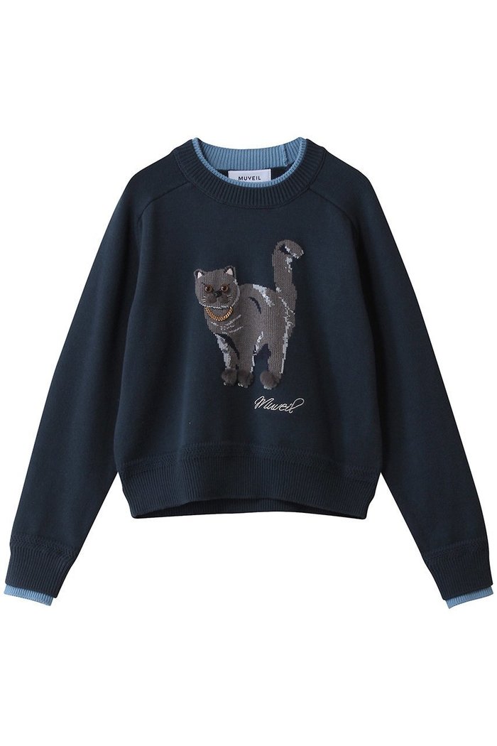【ミュベール/MUVEIL】のネコプルオーバー インテリア・キッズ・メンズ・レディースファッション・服の通販 founy(ファウニー) https://founy.com/ ファッション Fashion レディースファッション Fashion for Women トップス・カットソー Cut & Sew Tops ニット Knit Tops & Sweaters カジュアルプルオーバー・ニットトップス Pullovers & Knit Tops / Casual Pullovers コレクション Collection, Seasonal Line コンパクト Compact, Small Size ネコ Cat, Feline Motif モチーフ Motif, Design Theme ワイド Wide, Wide Fit エレガント 上品 Elegant |ID: prp329100004909723 ipo3291000000036779574