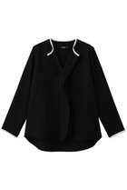 【エムフィル/M Fil】のトリアセ シャープフリル バイカラーブラウス 人気、トレンドファッション・服の通販 founy(ファニー) ファッション Fashion レディースファッション Fashion for Women トップス・カットソー Cut & Sew Tops シャツ・ブラウス・オフィスカジュアル Elegant Blouses & Button-Ups エアリー Airy Texture スリーブ Sleeve, Long Sleeve / Short Sleeve パイピング Piping, Trim Design フリル Frill, Ruffle ロング Long, Long-Length エレガント 上品 Elegant 人気 Popular, Best Seller thumbnail ブラック|ID: prp329100004909737 ipo3291000000036779725