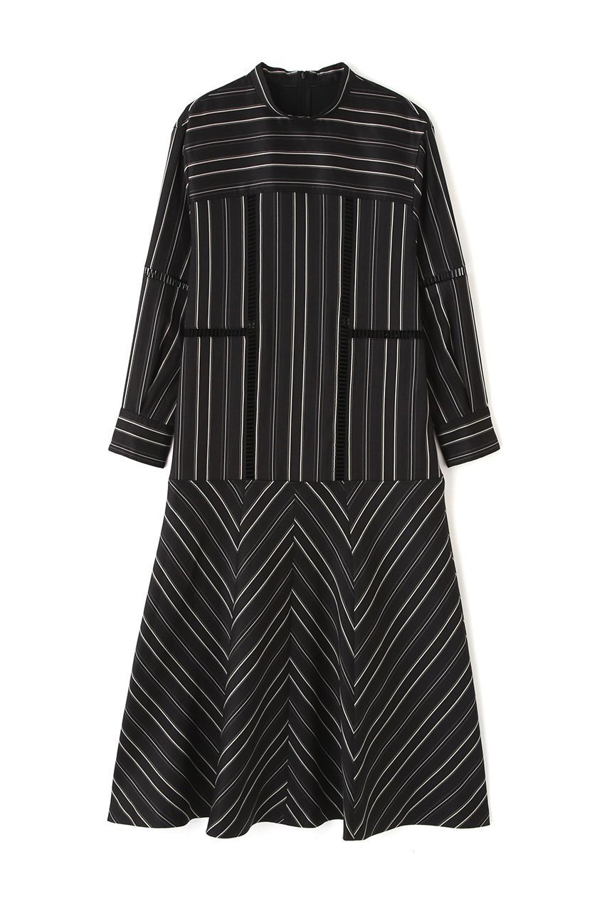 【アドーア/ADORE】のマルチストライプジャガードワンピース インテリア・キッズ・メンズ・レディースファッション・服の通販 founy(ファニー) 　ファッション　Fashion　レディースファッション　Fashion for Women　ワンピース　Dresses　チュニック　Tunic Tops & Dresses　ジャカード／ジャガード　Jacquard, Woven Pattern　ストライプ　Stripe, Striped Pattern　チュニック　Tunic, Long Top　ボーダー　Border, Stripe　レース　Lace, Lace Fabric　ロング　Long, Long-Length　エレガント 上品　Elegant　ブラック|ID: prp329100004909760 ipo3291000000036779957