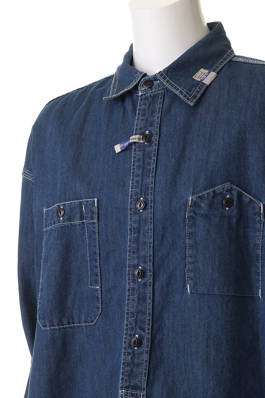 【メゾン ミハラヤスヒロ/Maison MIHARA YASUHIRO / MEN】の【MEN】【in-stru(men-tal).】COTTON TENCELデニム ワーク ロングスリーブ シャツ 人気、トレンドファッション・服の通販 founy(ファニー) 　ファッション　Fashion　メンズファッション　Fashion for Men　なめらか　Smooth, Silky Texture　シンプル　Simple, Minimal　スリーブ　Sleeve, Long Sleeve / Short Sleeve　デニム　Denim, Jeans Material　ポケット　Pocket, Pocket Detail　ロング　Long, Long-Length　ワーク　Workwear, Utility Style　other-5|ID: prp329100004909803 ipo3291000000036780453