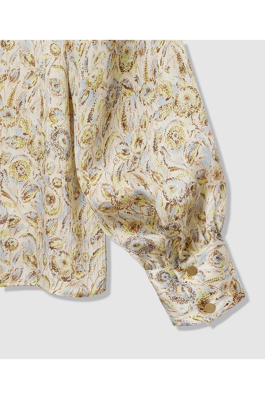 【アナイ/ANAYI】のボカシフラワーフリル ブラウス 人気、トレンドファッション・服の通販 founy(ファニー) 　ファッション　Fashion　レディースファッション　Fashion for Women　トップス・カットソー　Cut & Sew Tops　シャツ・ブラウス・オフィスカジュアル　Elegant Blouses & Button-Ups　なめらか　Smooth, Silky Texture　サテン　Satin, Glossy Fabric　スリーブ　Sleeve, Long Sleeve / Short Sleeve　フラワー　Flower, Floral　フリル　Frill, Ruffle　フロント　Front, Front Design　プリント　Print, Printed Pattern　メタル　Metal, Metal Parts　ロング　Long, Long-Length　エレガント 上品　Elegant　春　Spring　other-4|ID: prp329100004909855 ipo3291000000036781017