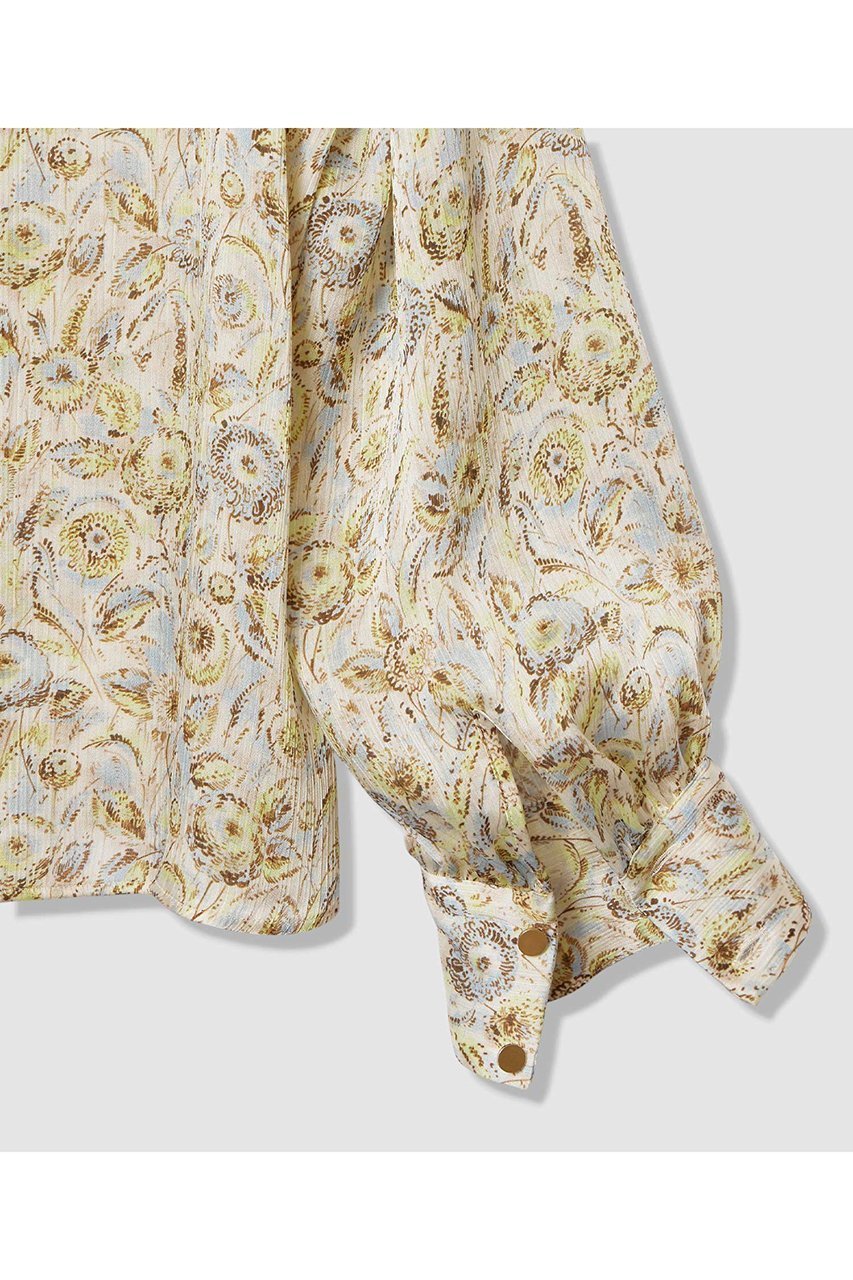 【アナイ/ANAYI】のボカシフラワーフリル ブラウス 人気、トレンドファッション・服の通販 founy(ファニー) 　ファッション　Fashion　レディースファッション　Fashion for Women　トップス・カットソー　Cut & Sew Tops　シャツ・ブラウス・オフィスカジュアル　Elegant Blouses & Button-Ups　なめらか　Smooth, Silky Texture　サテン　Satin, Glossy Fabric　スリーブ　Sleeve, Long Sleeve / Short Sleeve　フラワー　Flower, Floral　フリル　Frill, Ruffle　フロント　Front, Front Design　プリント　Print, Printed Pattern　メタル　Metal, Metal Parts　ロング　Long, Long-Length　エレガント 上品　Elegant　春　Spring　other-5|ID: prp329100004909855 ipo3291000000036781018