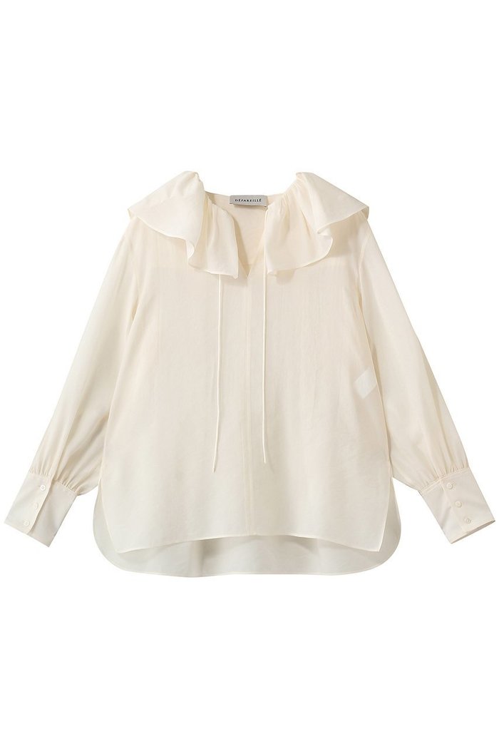 【デパリエ/DEPAREILLE】のシルキーラッフルブラウス インテリア・キッズ・メンズ・レディースファッション・服の通販 founy(ファウニー) https://founy.com/ ファッション Fashion レディースファッション Fashion for Women トップス・カットソー Cut & Sew Tops シャツ・ブラウス・オフィスカジュアル Elegant Blouses & Button-Ups なめらか Smooth, Silky Texture インナー Innerwear ジャケット Jacket, Outerwear スリーブ Sleeve, Long Sleeve / Short Sleeve ラッフル Ruffle, Frill ロング Long, Long-Length エレガント 上品 Elegant 再入荷 Restock / Back in Stock |ID: prp329100004909886 ipo3291000000036781378