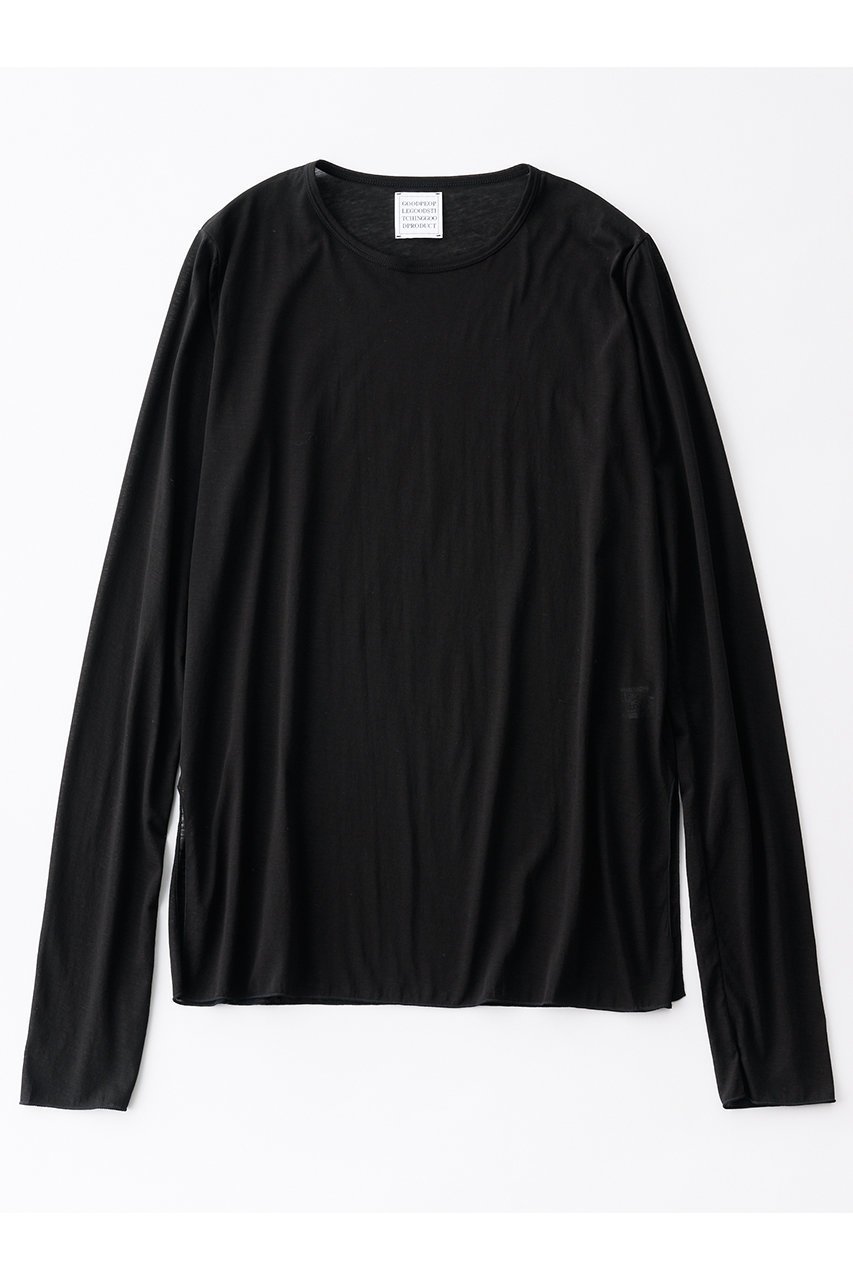 【グッド ピープル グッド ステッチング グッド プロダクト/GOOD PEOPLE GOOD STITCHING GOOD PRODUCT】のサイドスリット クルーネック ロングスリーブ Tシャツ インテリア・キッズ・メンズ・レディースファッション・服の通販 founy(ファニー) ファッション Fashion レディースファッション Fashion for Women トップス・カットソー Cut & Sew Tops シャツ・ブラウス・オフィスカジュアル Elegant Blouses & Button-Ups ロングTシャツ・Tシャツ Longline T-Shirts & Tees カットソー・ベーシックTシャツ Cut-and-Sewn Tops / Stretch Tees & Basics シアー Sheer, See-Through ストレッチ Stretch, Stretchy Fabric スリット Slit, Slit Detail スリーブ Sleeve, Long Sleeve / Short Sleeve ロング Long, Long-Length 定番 Standard, Basic Item ブラック|ID: prp329100004909903 ipo3291000000036781576