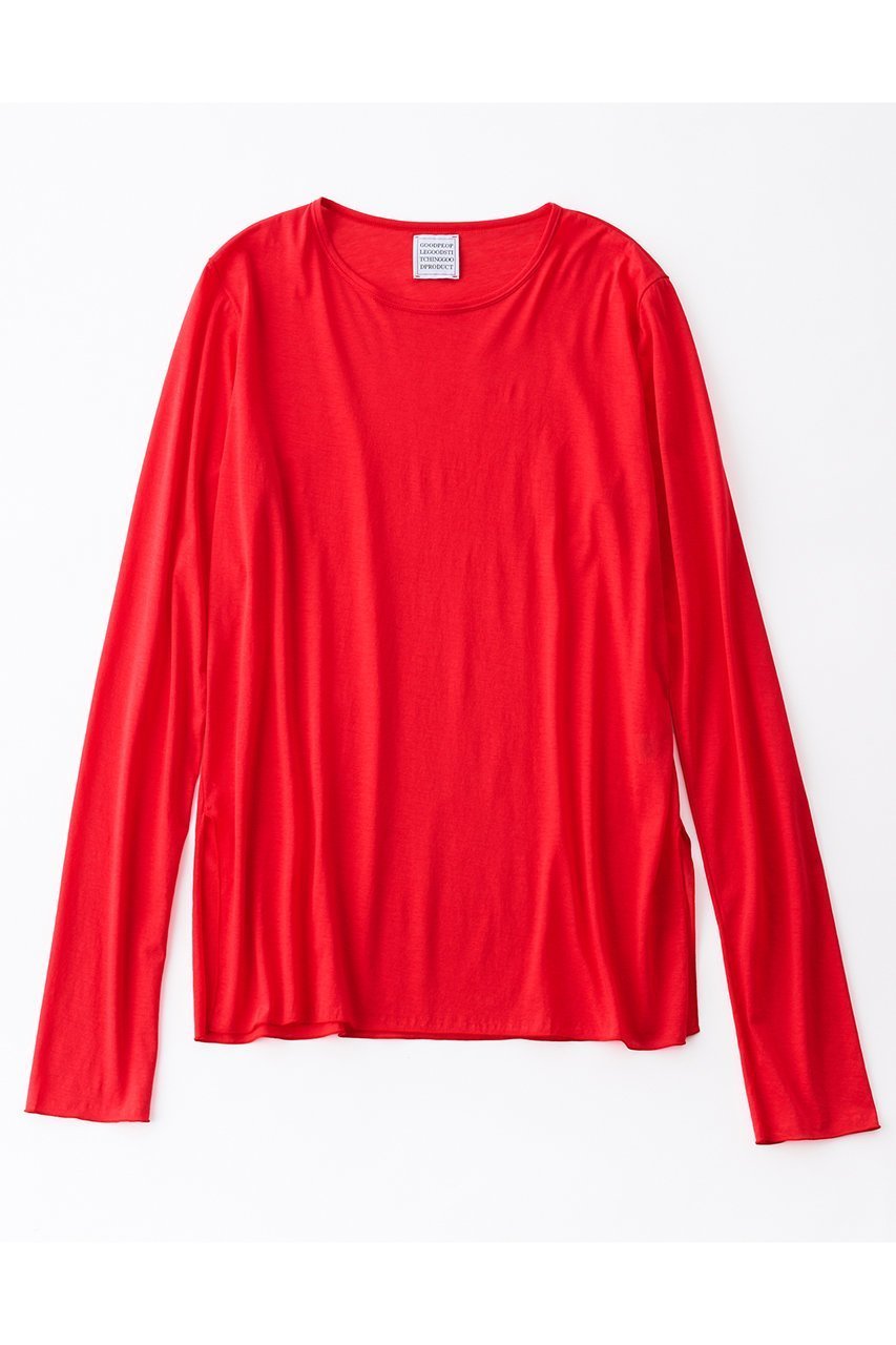 【グッド ピープル グッド ステッチング グッド プロダクト/GOOD PEOPLE GOOD STITCHING GOOD PRODUCT】のサイドスリット クルーネック ロングスリーブ Tシャツ インテリア・キッズ・メンズ・レディースファッション・服の通販 founy(ファニー) ファッション Fashion レディースファッション Fashion for Women トップス・カットソー Cut & Sew Tops シャツ・ブラウス・オフィスカジュアル Elegant Blouses & Button-Ups ロングTシャツ・Tシャツ Longline T-Shirts & Tees カットソー・ベーシックTシャツ Cut-and-Sewn Tops / Stretch Tees & Basics シアー Sheer, See-Through ストレッチ Stretch, Stretchy Fabric スリット Slit, Slit Detail スリーブ Sleeve, Long Sleeve / Short Sleeve ロング Long, Long-Length 定番 Standard, Basic Item ピンクレッド|ID: prp329100004909903 ipo3291000000036781577