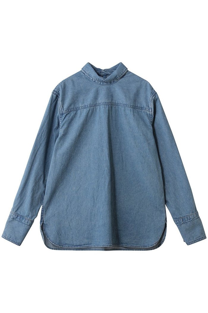 【バウト/BOWTE】のDENIM STAND COLLAR LONG SLEEVE SHIRT インテリア・キッズ・メンズ・レディースファッション・服の通販 founy(ファウニー) https://founy.com/ ファッション Fashion レディースファッション Fashion for Women トップス・カットソー Cut & Sew Tops シャツ・ブラウス・オフィスカジュアル Elegant Blouses & Button-Ups シンプル Simple, Minimal スタンド Stand Collar, Upright Stand スリット Slit, Slit Detail スリーブ Sleeve, Long Sleeve / Short Sleeve デニム Denim, Jeans Material ボトム Bottoms, Lower Wear モダン Modern, Contemporary ロング Long, Long-Length |ID: prp329100004909906 ipo3291000000036781634