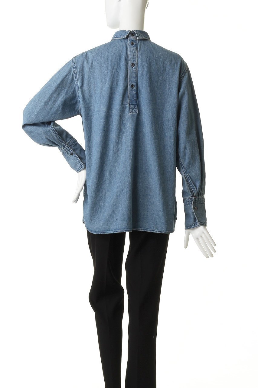 【バウト/BOWTE】のDENIM STAND COLLAR LONG SLEEVE SHIRT 人気、トレンドファッション・服の通販 founy(ファニー) 　ファッション　Fashion　レディースファッション　Fashion for Women　トップス・カットソー　Cut & Sew Tops　シャツ・ブラウス・オフィスカジュアル　Elegant Blouses & Button-Ups　シンプル　Simple, Minimal　スタンド　Stand Collar, Upright Stand　スリット　Slit, Slit Detail　スリーブ　Sleeve, Long Sleeve / Short Sleeve　デニム　Denim, Jeans Material　ボトム　Bottoms, Lower Wear　モダン　Modern, Contemporary　ロング　Long, Long-Length　再入荷　Restock / Back in Stock　other-4|ID: prp329100004909906 ipo3291000000036781638