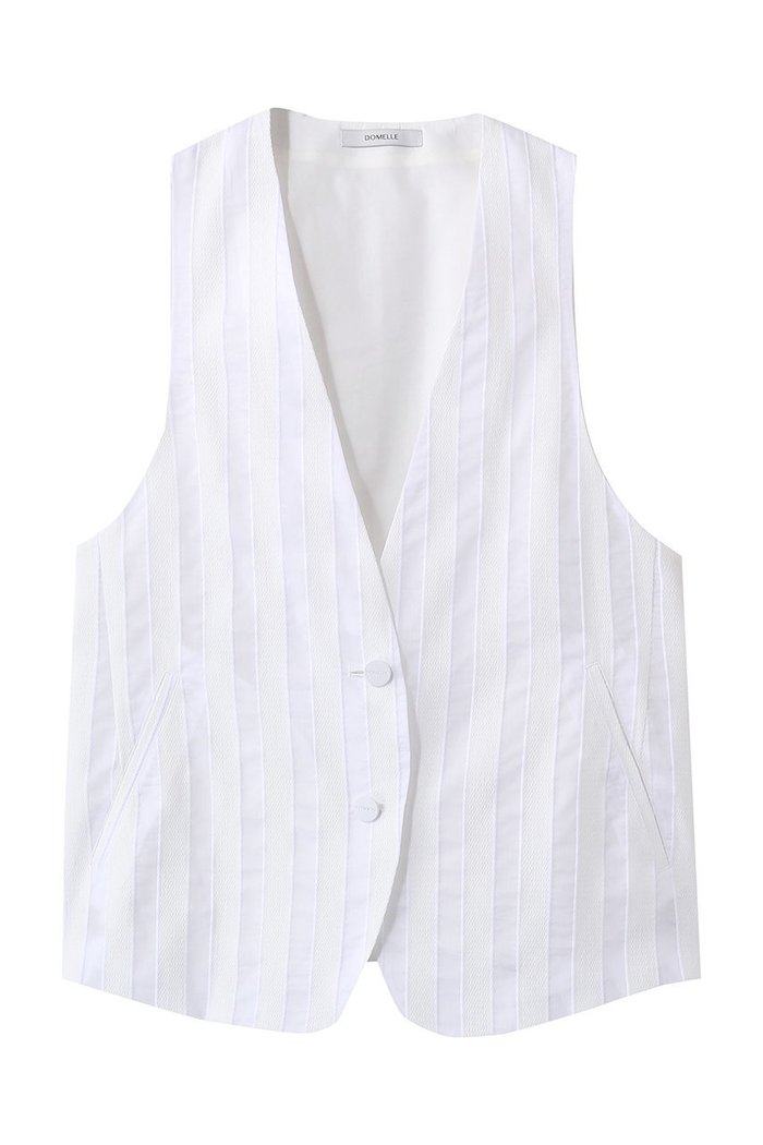 【ドメル/DOMELLE】のシアー ストライプ ベスト インテリア・キッズ・メンズ・レディースファッション・服の通販 founy(ファニー) https://founy.com/ ファッション Fashion レディースファッション Fashion for Women アウター Coat / Outerwear Collection レディースジャケット・軽アウター Jackets おすすめ Recommended / Our Picks シアー Sheer, See-Through ショート Short, Short Length ジャケット Jacket, Outerwear ストライプ Stripe, Striped Pattern セットアップ Set-Up, Coordinated Outfit ベスト Vest, Waistcoat マニッシュ Mannish, Boyish 夏 Summer |ID: prp329100004909913 ipo3291000000036781703