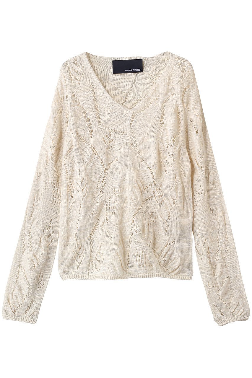【エリオポール/heliopole】の【boussole】LEAF LACE Vネックニット 人気、トレンドファッション・服の通販 founy(ファニー) 　ファッション　Fashion　レディースファッション　Fashion for Women　トップス・カットソー　Cut & Sew Tops　ニット　Knit Tops & Sweaters　カジュアルプルオーバー・ニットトップス　Pullovers & Knit Tops / Casual Pullovers　Vネックトップス　V-Neck Tops / V-Cut Neckline Shirts　ドレープ　Drape, Draping Fabric　ランダム　Random, Irregular　レース　Lace, Lace Fabric　夏　Summer　春　Spring　S/S・春夏　SS, Spring/Summer, Warm Season　透かし　Cut-Out, Lacework　 other-1|ID: prp329100004909971 ipo3291000000036782283