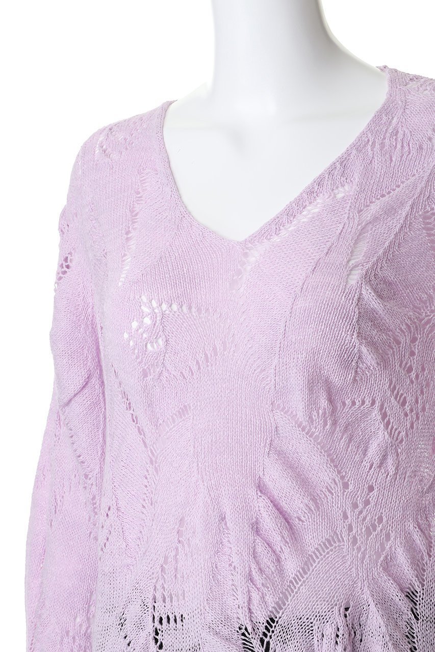 【エリオポール/heliopole】の【boussole】LEAF LACE Vネックニット 人気、トレンドファッション・服の通販 founy(ファニー) 　ファッション　Fashion　レディースファッション　Fashion for Women　トップス・カットソー　Cut & Sew Tops　ニット　Knit Tops & Sweaters　カジュアルプルオーバー・ニットトップス　Pullovers & Knit Tops / Casual Pullovers　Vネックトップス　V-Neck Tops / V-Cut Neckline Shirts　ドレープ　Drape, Draping Fabric　ランダム　Random, Irregular　レース　Lace, Lace Fabric　夏　Summer　春　Spring　S/S・春夏　SS, Spring/Summer, Warm Season　透かし　Cut-Out, Lacework　other-5|ID: prp329100004909971 ipo3291000000036782289