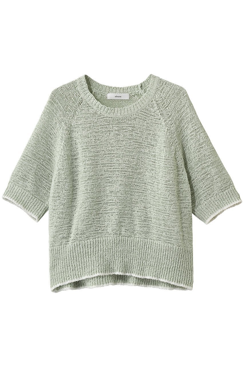【エブール/ebure】のナチュラルテープニット 半袖リブニットプルオーバー インテリア・キッズ・メンズ・レディースファッション・服の通販 founy(ファニー) 　ファッション　Fashion　レディースファッション　Fashion for Women　トップス・カットソー　Cut & Sew Tops　ニット　Knit Tops & Sweaters　カジュアルプルオーバー・ニットトップス　Pullovers & Knit Tops / Casual Pullovers　イタリア　Italy　コンパクト　Compact, Small Size　エレガント 上品　Elegant　半袖　Short Sleeve, Half Sleeve　ライトグリーン|ID: prp329100004909976 ipo3291000000036782346