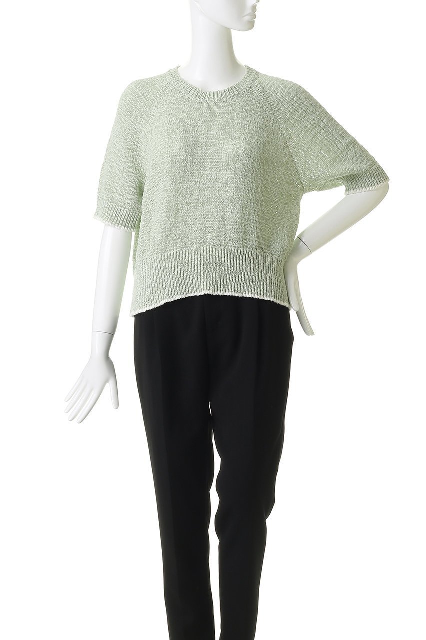 【エブール/ebure】のナチュラルテープニット 半袖リブニットプルオーバー 人気、トレンドファッション・服の通販 founy(ファニー) 　ファッション　Fashion　レディースファッション　Fashion for Women　トップス・カットソー　Cut & Sew Tops　ニット　Knit Tops & Sweaters　カジュアルプルオーバー・ニットトップス　Pullovers & Knit Tops / Casual Pullovers　イタリア　Italy　コンパクト　Compact, Small Size　エレガント 上品　Elegant　半袖　Short Sleeve, Half Sleeve　other-2|ID: prp329100004909976 ipo3291000000036815296