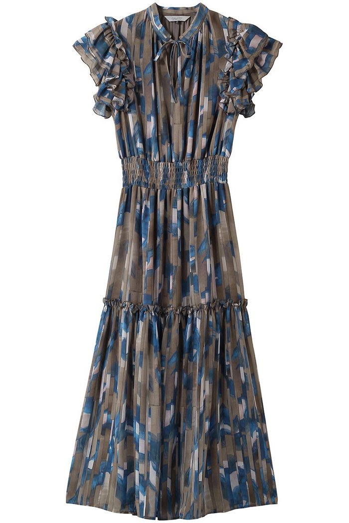 【コルコバード/CORCOVADO】のプリントシフォンラッフルショルダードレス インテリア・キッズ・メンズ・レディースファッション・服の通販 founy(ファニー) https://founy.com/ ファッション Fashion レディースファッション Fashion for Women ワンピース Dresses フォーマル・パーティードレス・結婚式用ドレス Elegant & Casual Dresses チュニック Tunic Tops & Dresses エレガント 上品 Elegant シフォン Chiffon, Lightweight Fabric チュニック Tunic, Long Top フィット Fit, Slim Fit フリル Frill, Ruffle フレア Flare, Flared プリント Print, Printed Pattern モザイク Mosaic, Geometric Pattern リボン Ribbon, Bow 新作・新入荷 New Arrivals / New In |ID: prp329100004910011 ipo3291000000036782656