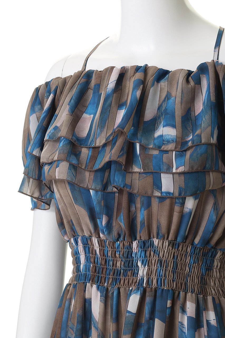 【コルコバード/CORCOVADO】のプリントシフォンオフショルダードレス 人気、トレンドファッション・服の通販 founy(ファニー) 　ファッション　Fashion　レディースファッション　Fashion for Women　ワンピース　Dresses　フォーマル・パーティードレス・結婚式用ドレス　Elegant & Casual Dresses　チュニック　Tunic Tops & Dresses　オフショルダーワンピース・ドレス　Off-Shoulder Dresses / Bardot Style Dresses　チュニック　Tunic, Long Top　フリル　Frill, Ruffle　プリント　Print, Printed Pattern　モザイク　Mosaic, Geometric Pattern　新作・新入荷　New Arrivals / New In　other-5|ID: prp329100004910012 ipo3291000000036782668