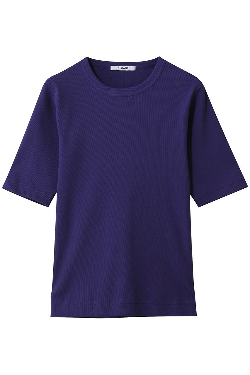 【スローン/SLOANE】のコンパクトストレッチリブ 5分袖クルーネック インテリア・キッズ・メンズ・レディースファッション・服の通販 founy(ファニー) 　ファッション　Fashion　レディースファッション　Fashion for Women　トップス・カットソー　Cut & Sew Tops　シャツ・ブラウス・オフィスカジュアル　Elegant Blouses & Button-Ups　ロングTシャツ・Tシャツ　Longline T-Shirts & Tees　カットソー・ベーシックTシャツ　Cut-and-Sewn Tops / Stretch Tees & Basics　インナー　Innerwear　ショート　Short, Short Length　ジャケット　Jacket, Outerwear　スマート　Smart, Elegant　スリーブ　Sleeve, Long Sleeve / Short Sleeve　テレコ　Ribbed, Rib Stitch　フィット　Fit, Slim Fit　ヴィンテージ　Vintage Style　ビジネス 仕事 通勤　Business / Work / Commuting　パープル|ID: prp329100004910038 ipo3291000000036782879