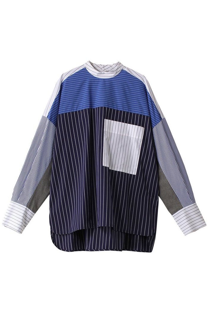 【ナゴンスタンス/nagonstans】のStripe スタンドMIX Fabric SH/シャツ インテリア・キッズ・メンズ・レディースファッション・服の通販 founy(ファウニー) https://founy.com/ ファッション Fashion レディースファッション Fashion for Women トップス・カットソー Cut & Sew Tops シャツ・ブラウス・オフィスカジュアル Elegant Blouses & Button-Ups おすすめ Recommended / Our Picks アシンメトリー Asymmetrical Style スタンド Stand Collar, Upright Stand ストライプ Stripe, Striped Pattern スリーブ Sleeve, Long Sleeve / Short Sleeve ミックス Mix, Mixed Style ルーズ Loose, Oversized ロング Long, Long-Length 冬 Winter / This Winter |ID: prp329100004910137 ipo3291000000036783686