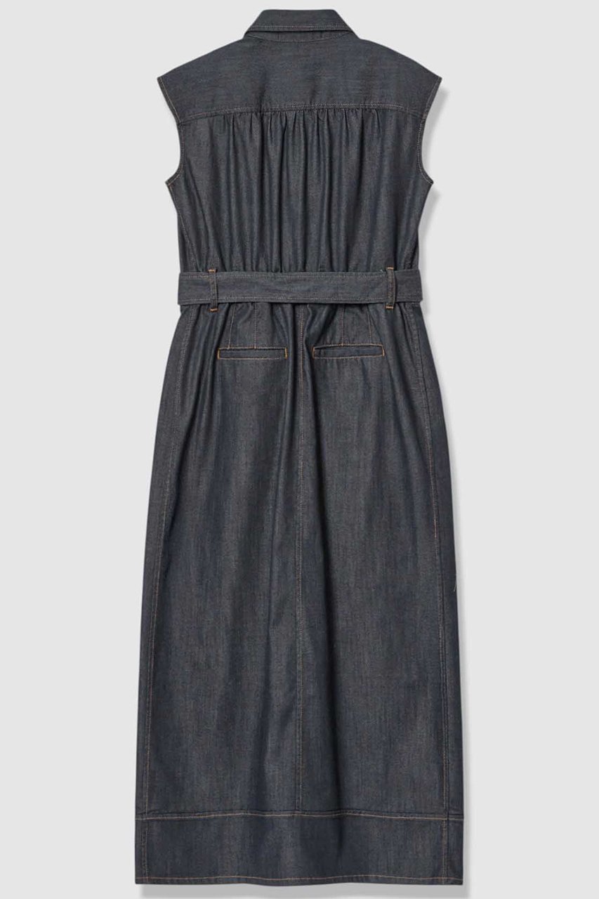 【アルアバイル/allureville】のシャンブレーデニムライクワンピース 人気、トレンドファッション・服の通販 founy(ファニー) 　ファッション　Fashion　レディースファッション　Fashion for Women　ワンピース　Dresses　チュニック　Tunic Tops & Dresses　ギャザー　Gathered, Ruffled　コンパクト　Compact, Small Size　シューズ　Shoes, Footwear　チュニック　Tunic, Long Top　デニム　Denim, Jeans Material　ノースリーブ　Sleeveless, No-Sleeve　フェミニン　Feminine, Girly　フラット　Flat, Flat Shoes　フラップ　Flap, Flap Pocket　フロント　Front, Front Design　ポケット　Pocket, Pocket Detail　ロング　Long, Long-Length　おすすめ　Recommended / Our Picks　エレガント 上品　Elegant　新作・新入荷　New Arrivals / New In　other-2|ID: prp329100004910340 ipo3291000000036785696