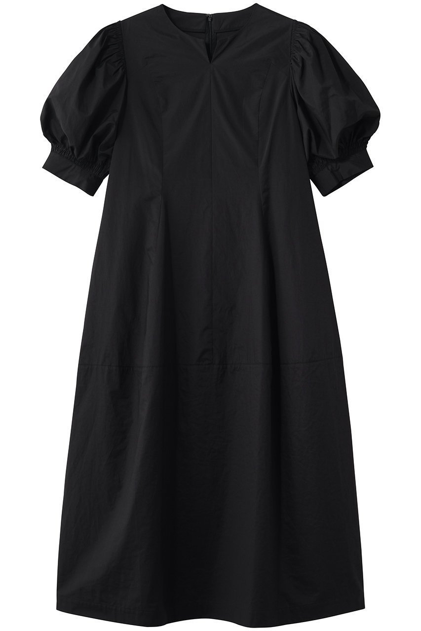 【ランバン オン ブルー/LANVIN en Bleu】のタイプライターパフスリーブワンピース インテリア・キッズ・メンズ・レディースファッション・服の通販 founy(ファニー) 　ファッション　Fashion　レディースファッション　Fashion for Women　ワンピース　Dresses　チュニック　Tunic Tops & Dresses　スリーブ　Sleeve, Long Sleeve / Short Sleeve　タイプライター　Typewriter Fabric, Crisp Cotton　チュニック　Tunic, Long Top　フェミニン　Feminine, Girly　ロング　Long, Long-Length　夏　Summer　新作・新入荷　New Arrivals / New In　春　Spring　S/S・春夏　SS, Spring/Summer, Warm Season　ブラック|ID: prp329100004910341 ipo3291000000036785705