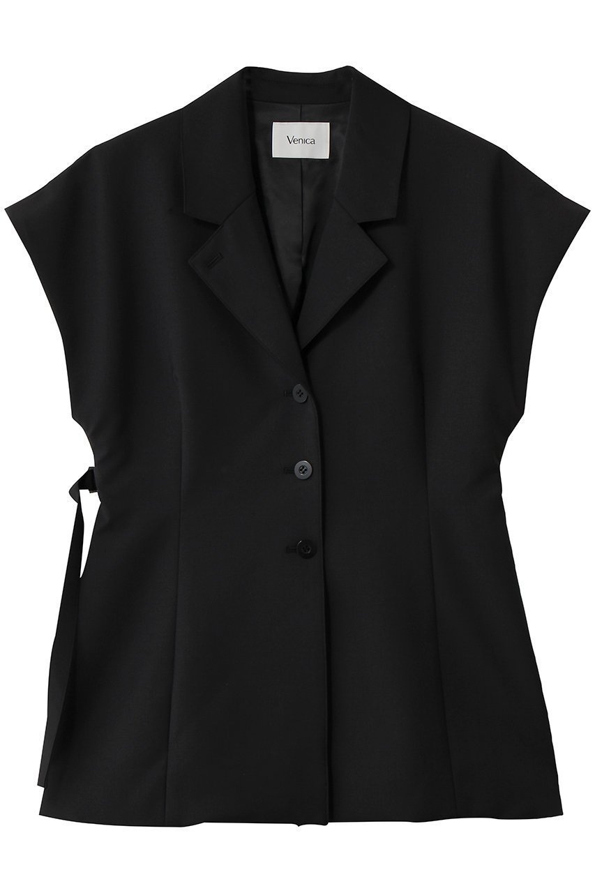 【ヴェニカ/Venica】のJeanne Power sholder shape jacket インテリア・キッズ・メンズ・レディースファッション・服の通販 founy(ファニー) 　ファッション　Fashion　レディースファッション　Fashion for Women　アウター　Coat / Outerwear Collection　レディースジャケット・軽アウター　Jackets　シェイプ　Shape, Slim Fit　ショルダー　Shoulder, Shoulder Strap　ジャケット　Jacket, Outerwear　フォルム　Silhouette, Form　ベスト　Vest, Waistcoat　マニッシュ　Mannish, Boyish　夏　Summer　新作・新入荷　New Arrivals / New In　春　Spring　S/S・春夏　SS, Spring/Summer, Warm Season　BLK|ID: prp329100004910351 ipo3291000000036785815