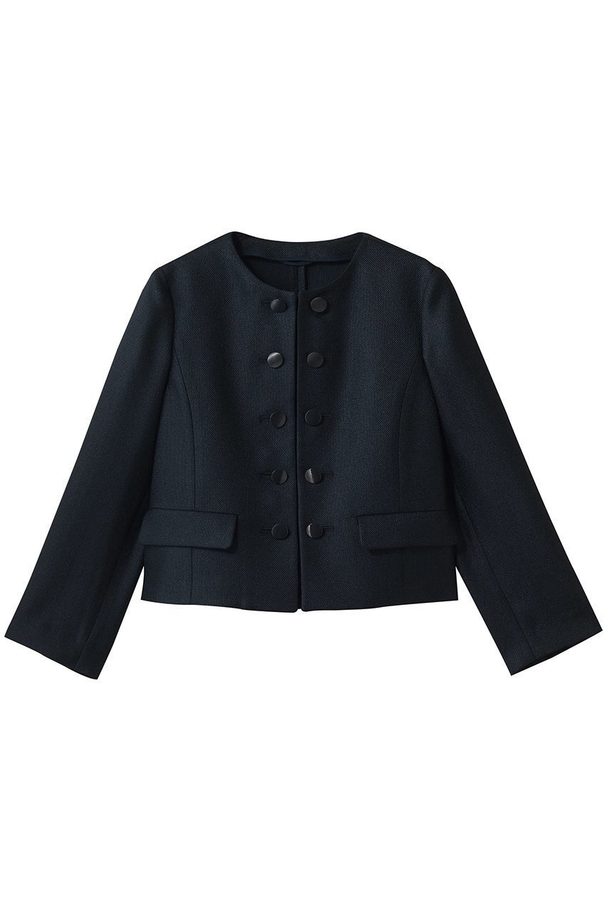 【アナイ/ANAYI】のバスケットノーカラーダブルジャケット インテリア・キッズ・メンズ・レディースファッション・服の通販 founy(ファニー) 　ファッション　Fashion　レディースファッション　Fashion for Women　アウター　Coat / Outerwear Collection　レディースジャケット・軽アウター　Jackets　エレガント 上品　Elegant　オケージョン　Occasion Wear　ジャケット　Jacket, Outerwear　バスケット　Basket, Basket Bag　パーティ　Party, Party Style　新作・新入荷　New Arrivals / New In　ネイビー|ID: prp329100004910355 ipo3291000000036785849