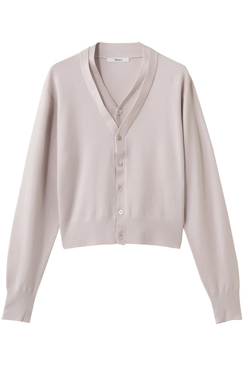 【ヴェニカ/Venica】のDouble collar knit cardigan インテリア・キッズ・メンズ・レディースファッション・服の通販 founy(ファニー) 　ファッション　Fashion　レディースファッション　Fashion for Women　トップス・カットソー　Cut & Sew Tops　ニット　Knit Tops & Sweaters　カーディガン・羽織り　Layered Style Cardigans　カーディガン　Cardigan, Knitwear　クロップド　Cropped, Short Length　シンプル　Simple, Minimal　トレンド　Trend, Trending Now　新作・新入荷　New Arrivals / New In　PNK|ID: prp329100004910364 ipo3291000000036785922