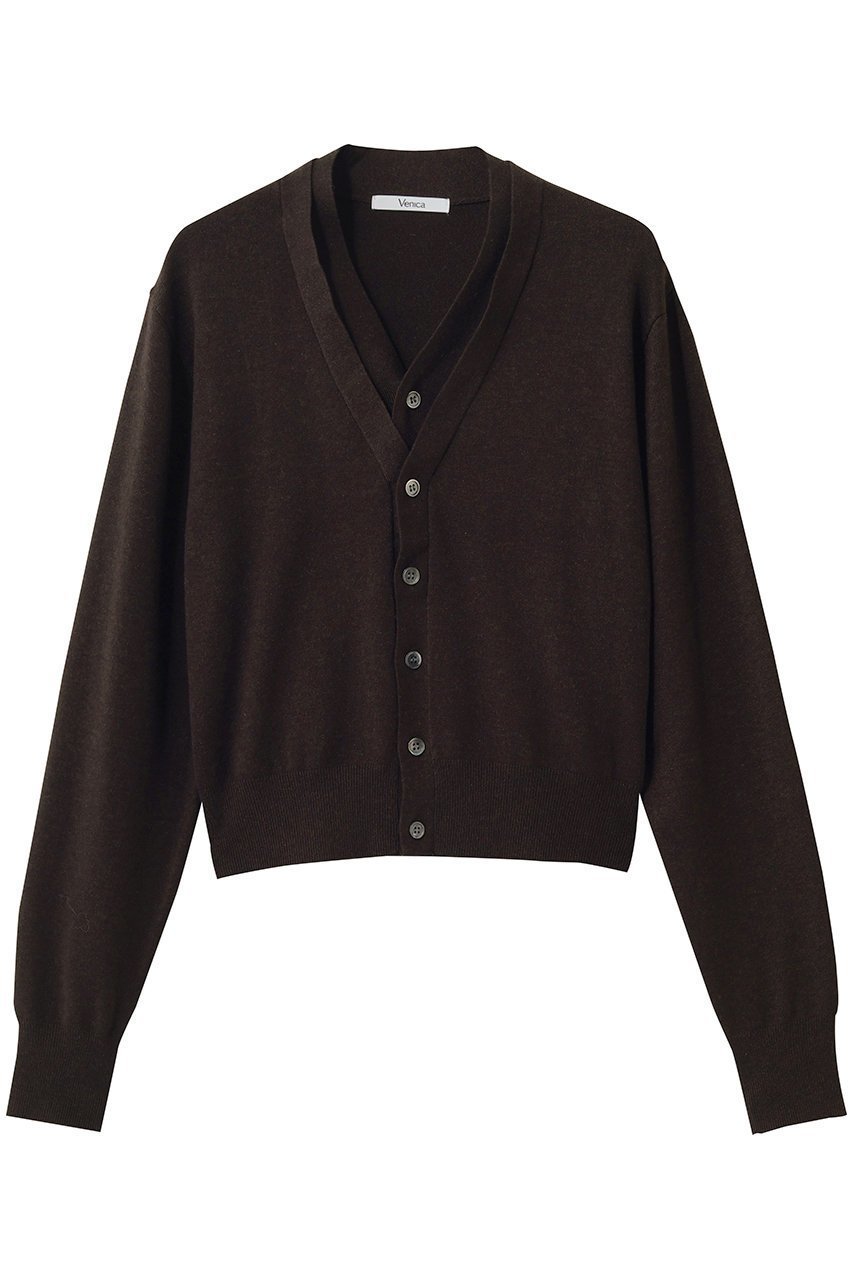 【ヴェニカ/Venica】のDouble collar knit cardigan インテリア・キッズ・メンズ・レディースファッション・服の通販 founy(ファニー) 　ファッション　Fashion　レディースファッション　Fashion for Women　トップス・カットソー　Cut & Sew Tops　ニット　Knit Tops & Sweaters　カーディガン・羽織り　Layered Style Cardigans　カーディガン　Cardigan, Knitwear　クロップド　Cropped, Short Length　シンプル　Simple, Minimal　トレンド　Trend, Trending Now　新作・新入荷　New Arrivals / New In　BRW|ID: prp329100004910364 ipo3291000000036785923