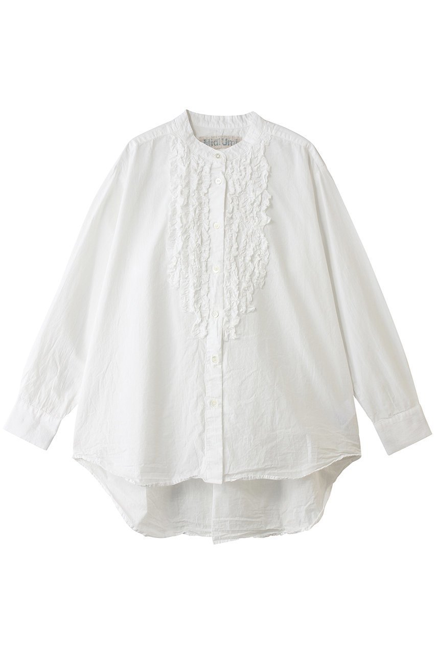 【ミディウミ/MidiUmi】のfront frill shirt シャツ インテリア・キッズ・メンズ・レディースファッション・服の通販 founy(ファニー) 　ファッション　Fashion　レディースファッション　Fashion for Women　トップス・カットソー　Cut & Sew Tops　シャツ・ブラウス・オフィスカジュアル　Elegant Blouses & Button-Ups　コンビ　Combo, Combination Style　シンプル　Simple, Minimal　スリーブ　Sleeve, Long Sleeve / Short Sleeve　フェミニン　Feminine, Girly　フリル　Frill, Ruffle　ボトム　Bottoms, Lower Wear　ロング　Long, Long-Length　エレガント 上品　Elegant　新作・新入荷　New Arrivals / New In　off white|ID: prp329100004910448 ipo3291000000036790067
