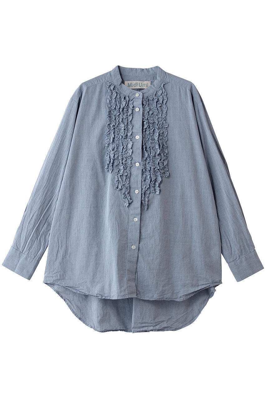 【ミディウミ/MidiUmi】のfront frill shirt シャツ インテリア・キッズ・メンズ・レディースファッション・服の通販 founy(ファニー) 　ファッション　Fashion　レディースファッション　Fashion for Women　トップス・カットソー　Cut & Sew Tops　シャツ・ブラウス・オフィスカジュアル　Elegant Blouses & Button-Ups　コンビ　Combo, Combination Style　シンプル　Simple, Minimal　スリーブ　Sleeve, Long Sleeve / Short Sleeve　フェミニン　Feminine, Girly　フリル　Frill, Ruffle　ボトム　Bottoms, Lower Wear　ロング　Long, Long-Length　エレガント 上品　Elegant　新作・新入荷　New Arrivals / New In　blue|ID: prp329100004910448 ipo3291000000036790068