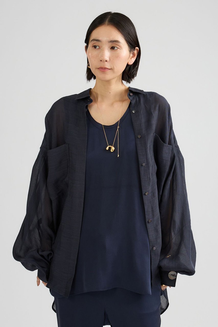 【カオス/Chaos】のランフォートブラウス インテリア・キッズ・メンズ・レディースファッション・服の通販 founy(ファニー) 　ファッション　Fashion　レディースファッション　Fashion for Women　トップス・カットソー　Cut & Sew Tops　シャツ・ブラウス・オフィスカジュアル　Elegant Blouses & Button-Ups　スリーブ　Sleeve, Long Sleeve / Short Sleeve　フォルム　Silhouette, Form　ロング　Long, Long-Length　新作・新入荷　New Arrivals / New In　ネイビー|ID: prp329100004910460 ipo3291000000036790164