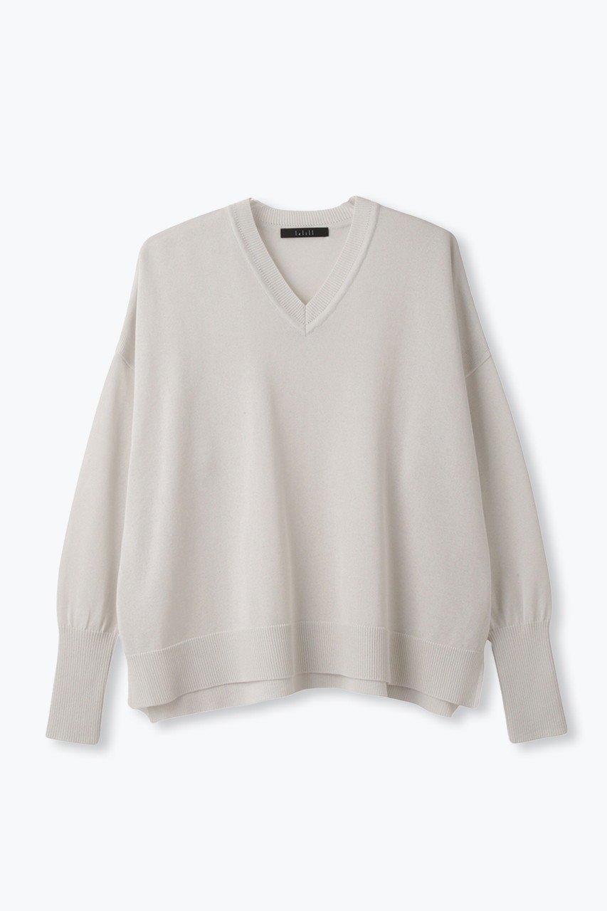 【レリル/lelill】のワイドVネックプルオーバー インテリア・キッズ・メンズ・レディースファッション・服の通販 founy(ファニー) 　ファッション　Fashion　レディースファッション　Fashion for Women　トップス・カットソー　Cut & Sew Tops　ニット　Knit Tops & Sweaters　カジュアルプルオーバー・ニットトップス　Pullovers & Knit Tops / Casual Pullovers　Vネックトップス　V-Neck Tops / V-Cut Neckline Shirts　ニットソー　Knit-Sewn, Cut & Sew Knit　ベーシック　Basic, Essential　リラックス　Relax, Relaxed Fit　ワイド　Wide, Wide Fit　夏　Summer　定番　Standard, Basic Item　抗菌　Antibacterial, Bacteria-Resistant　新作・新入荷　New Arrivals / New In　シルバーグレー|ID: prp329100004910486 ipo3291000000036790390