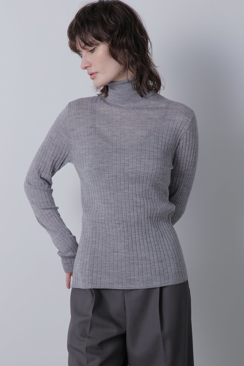 【ヒューエルミュージアム/hueLe Museum】の【hLM】シアーワイドリブタートルネック インテリア・キッズ・メンズ・レディースファッション・服の通販 founy(ファニー) 　ファッション　Fashion　レディースファッション　Fashion for Women　トップス・カットソー　Cut & Sew Tops　ニット　Knit Tops & Sweaters　カジュアルプルオーバー・ニットトップス　Pullovers & Knit Tops / Casual Pullovers　タートルネック・ハイネックトップス　Turtlenecks & High-Neck Tops　おすすめ　Recommended / Our Picks　インナー　Innerwear　シアー　Sheer, See-Through　ジャケット　Jacket, Outerwear　タートル　Turtleneck, Turtle Collar　タートルネック　Turtleneck, High Neck　ワイドリブ　Wide Rib, Wide Ribbed Knit　A/W・秋冬　Autumn/Winter　グレー|ID: prp329100004910511 ipo3291000000036792596