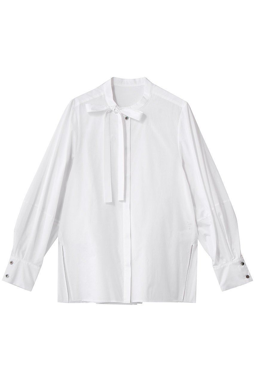 【ランバン オン ブルー/LANVIN en Bleu】のシルキータイプライターボウタイブラウス インテリア・キッズ・メンズ・レディースファッション・服の通販 founy(ファニー) 　ファッション　Fashion　レディースファッション　Fashion for Women　トップス・カットソー　Cut & Sew Tops　シャツ・ブラウス・オフィスカジュアル　Elegant Blouses & Button-Ups　スリーブ　Sleeve, Long Sleeve / Short Sleeve　タイプライター　Typewriter Fabric, Crisp Cotton　デニム　Denim, Jeans Material　ロング　Long, Long-Length　エレガント 上品　Elegant　オフ|ID: prp329100004910522 ipo3291000000036792717